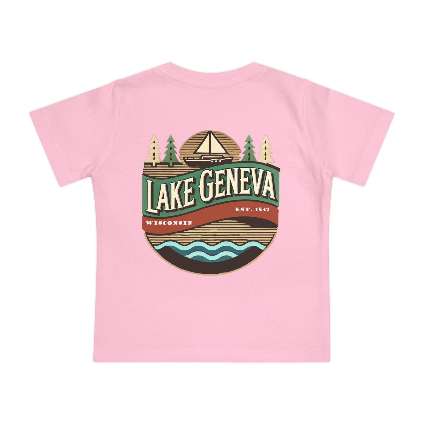 Retro Lake Geneva Unisex Baby Short Sleeve T-Shirt