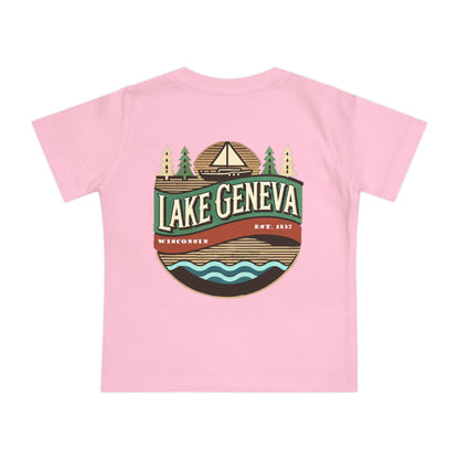Retro Lake Geneva Unisex Baby Short Sleeve T-Shirt