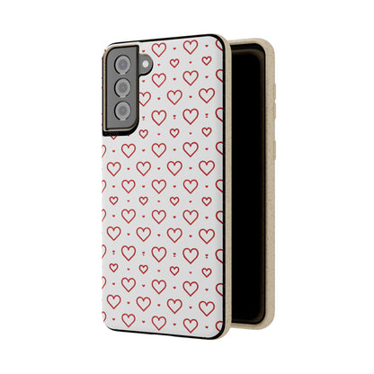 Red Hearts Print MagSafe Biodegradable Phone Case