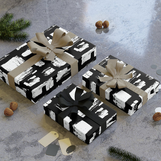 Irregular White Brush Strokes Wrapping Paper