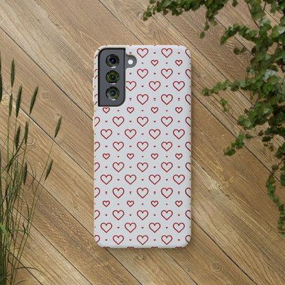 Red Hearts Print MagSafe Biodegradable Phone Case
