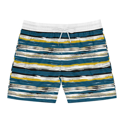 Striped Coastal Design Men's Mid-Length Swim Shorts