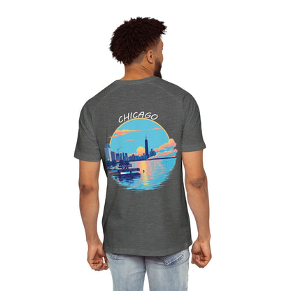 Retro Chicago Sunset Men's Raglan T-Shirt