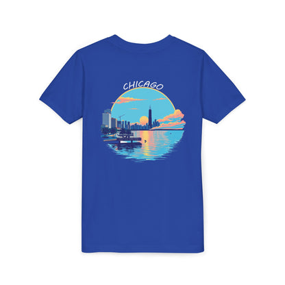 Retro Chicago Sunset Unisex Youth Short Sleeve Tee