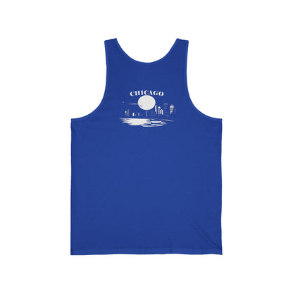 Mystery Noir Chicago Skyline Sunset Unisex Jersey Tank