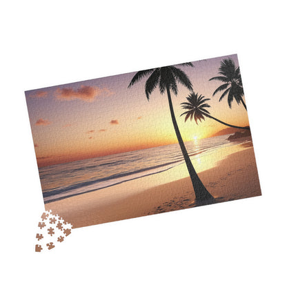 Tropical Beach at Sunset Jigsaw Puzzle