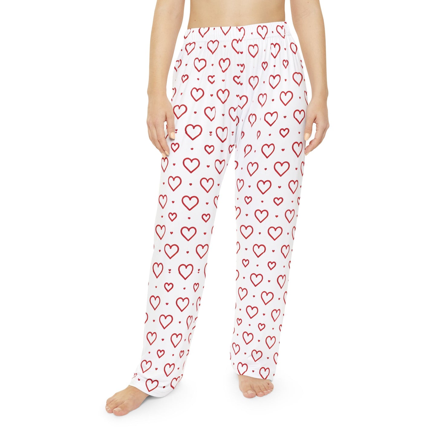 Red Hearts Print Women's Pajama Pants