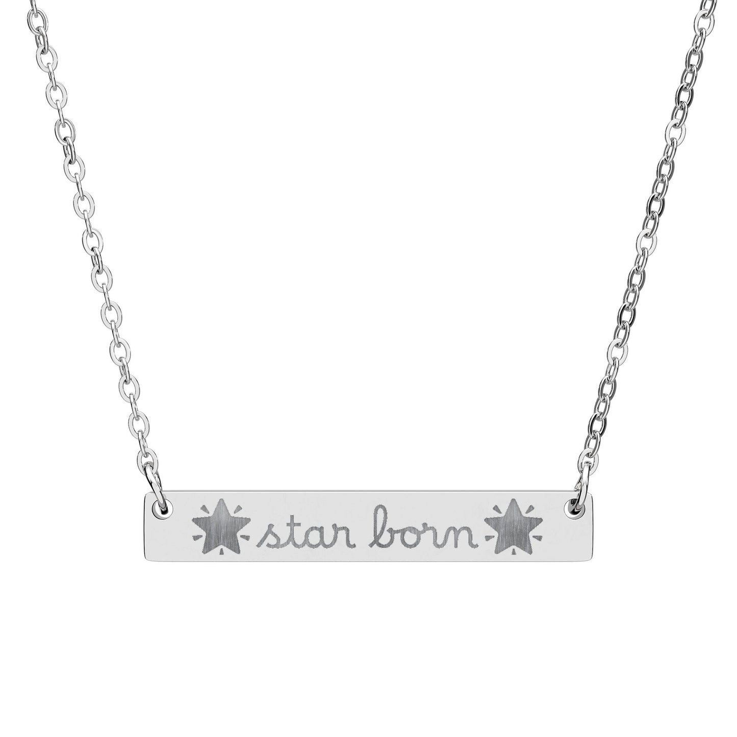 Star Born — Engraved Bar Necklace