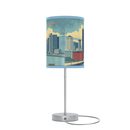 Retro Chicago Skyline Lamp on a Stand