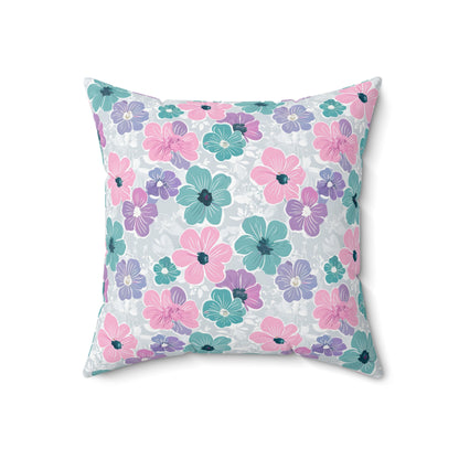 Pastel Floral Print Throw Pillow