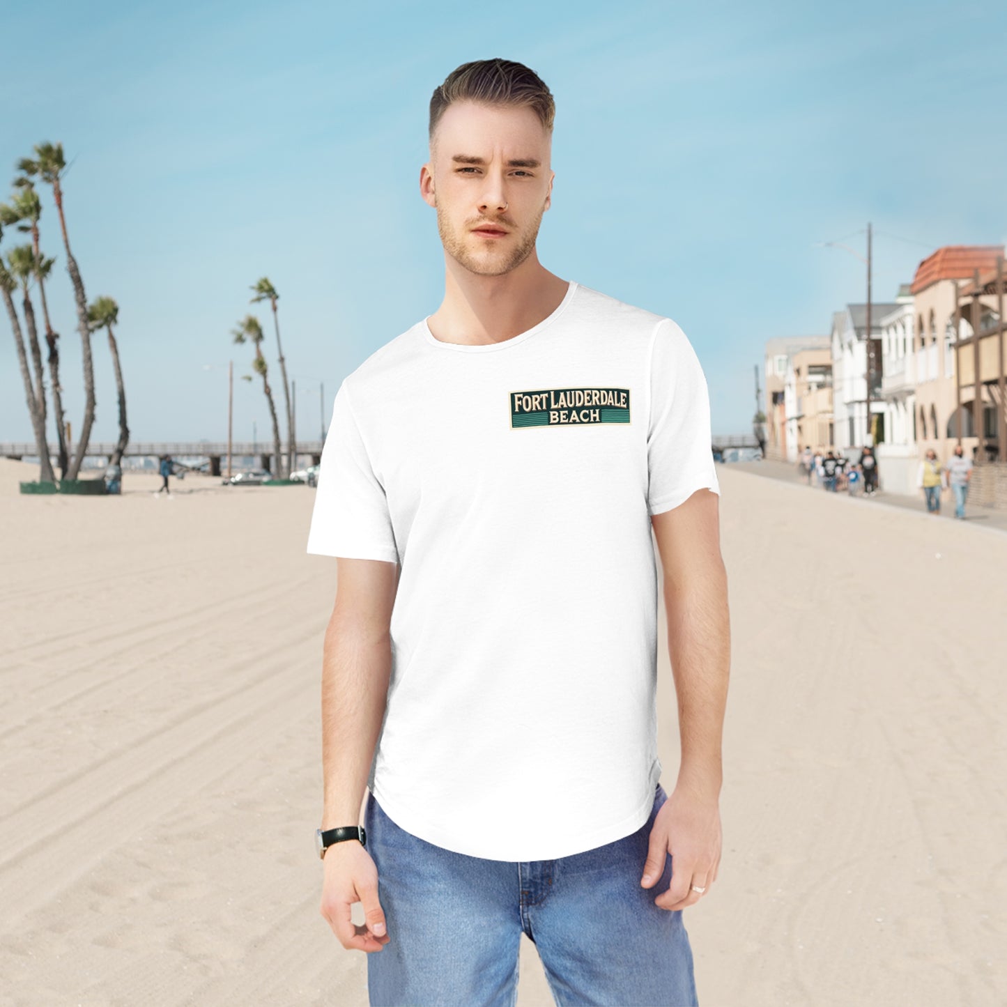 Vintage Fort Lauderdale Men's Jersey Curved Hem Tee
