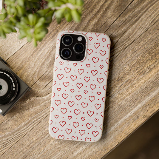 Red Hearts Print MagSafe Biodegradable Phone Case