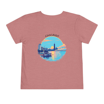 Retro Chicago Sunset Unisex Toddler Short Sleeve Tee