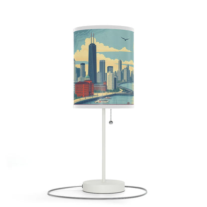 Retro Chicago Skyline Lamp on a Stand