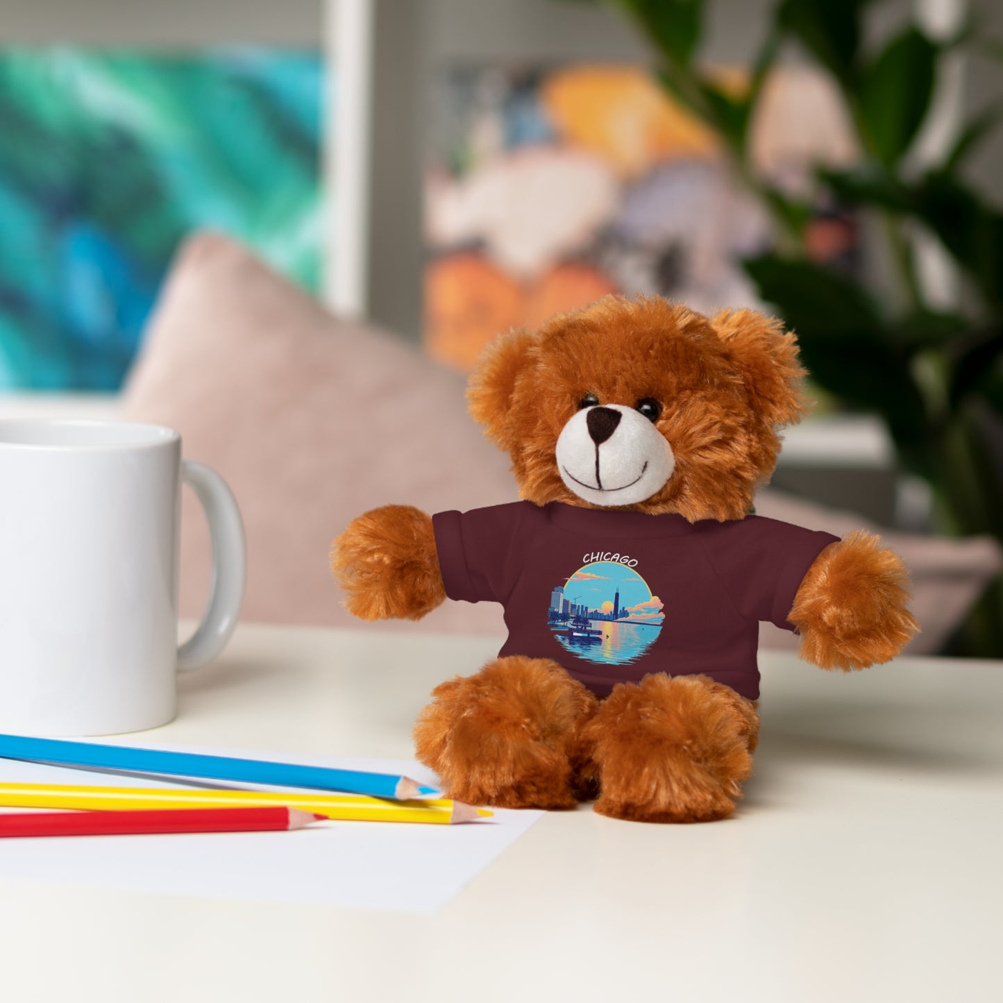 Retro Chicago Sunset Stuffed Animals with Tee