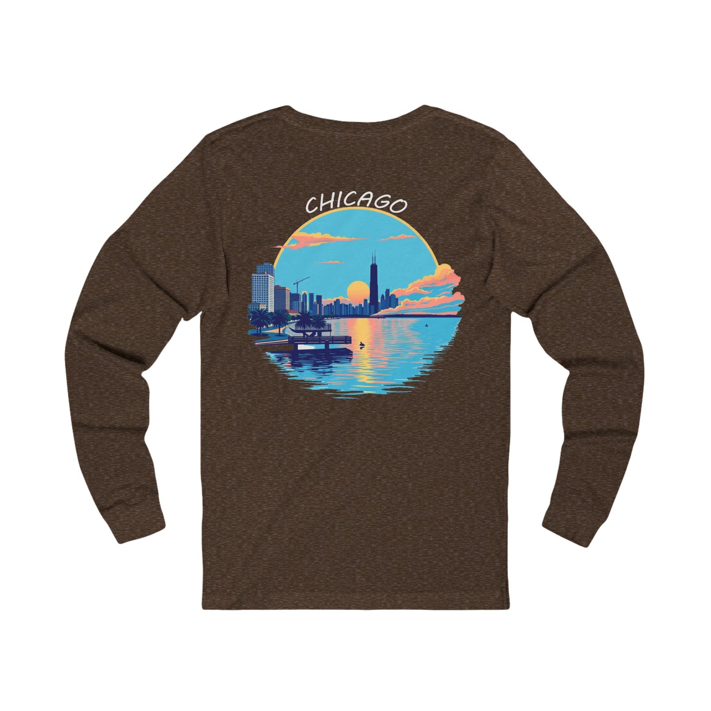 Retro Chicago Sunset Unisex Jersey Long Sleeve Tee