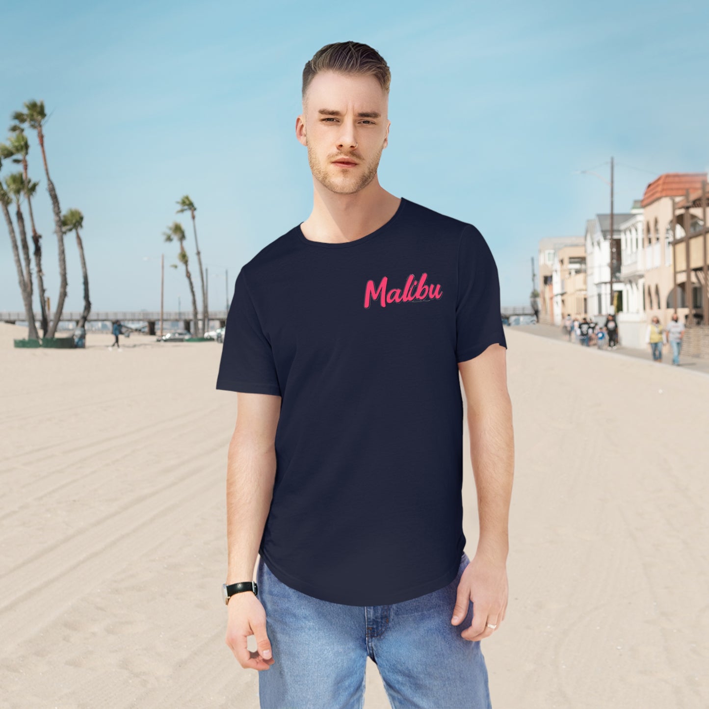 Retro Malibu Men's Jersey Curved Hem Tee