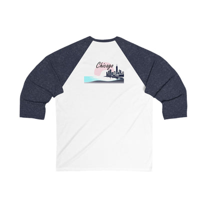 Elegant Chicago Skyline Men's 3/4 Sleeve Baseball Tee