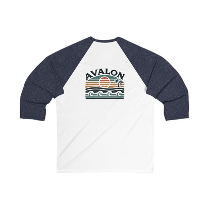 Retro Avalon Sunset Men's 3/4 Sleeve Baseball Tee