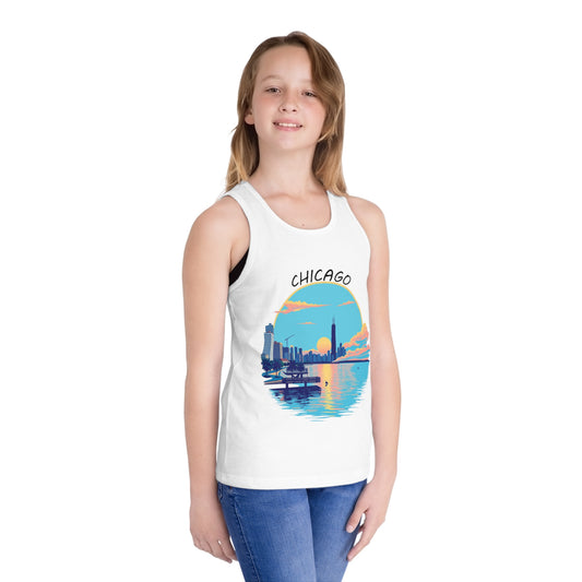 Retro Chicago Sunset Unisex Kids Jersey Tank Top