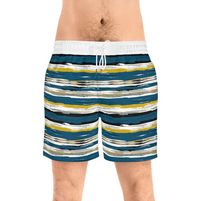 Striped Coastal Design Men's Mid-Length Swim Shorts