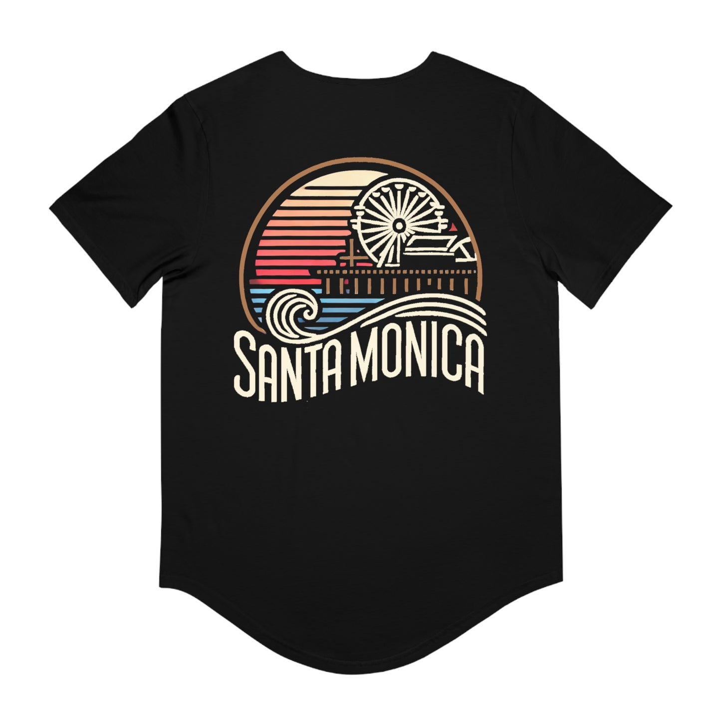 Vibrant Santa Monica Men's Jersey Curved Hem Tee