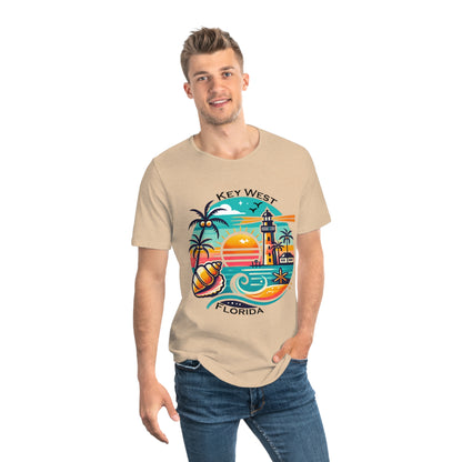 Vibrant Key West Men's Jersey Curved Hem Tee