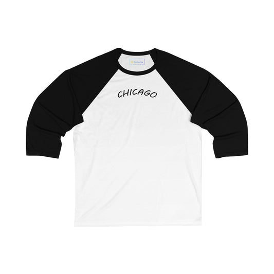 Retro Chicago Sunset Men's 3/4 Sleeve Baseball Tee