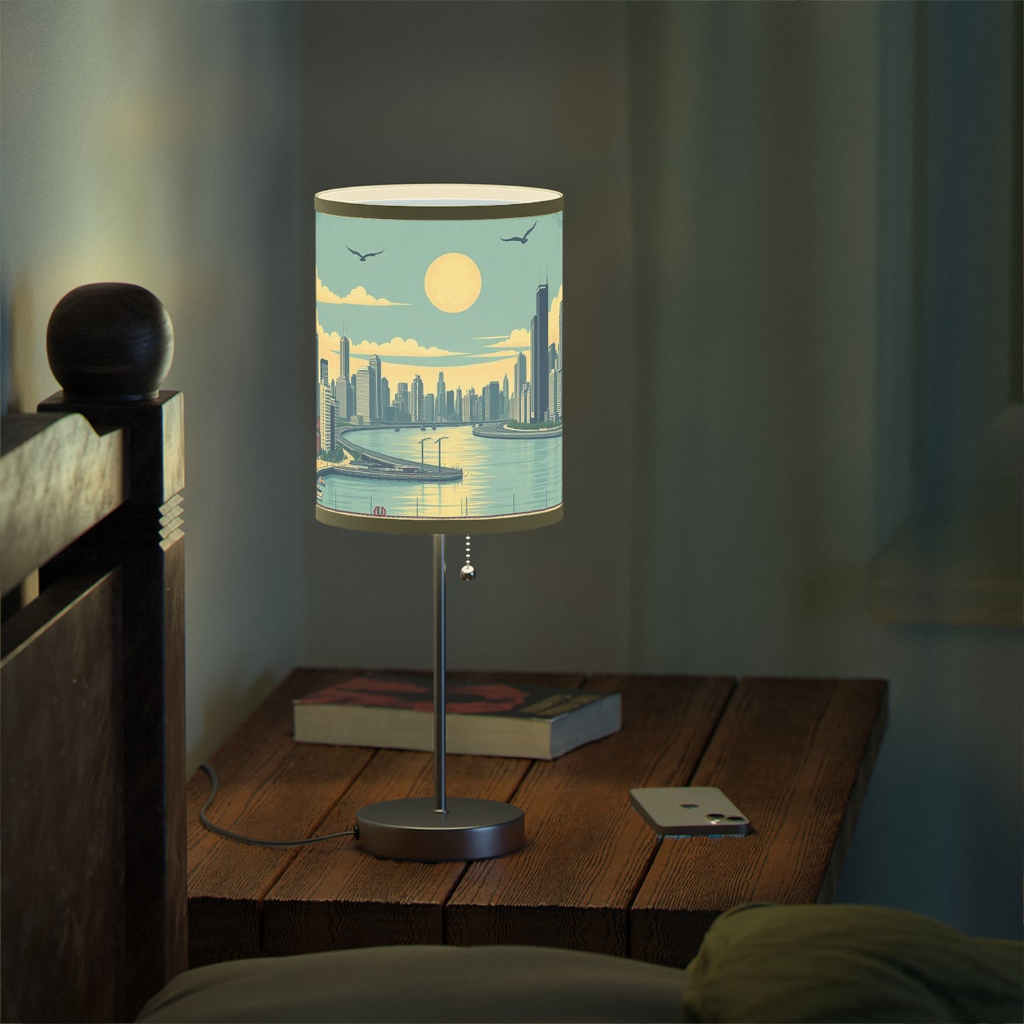 Retro Chicago Skyline Lamp on a Stand