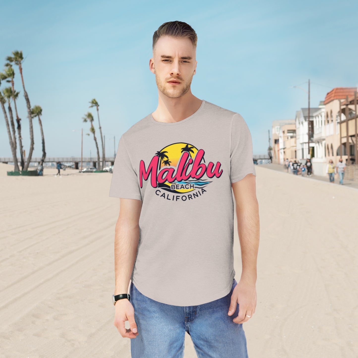 Retro Malibu Men's Jersey Curved Hem Tee