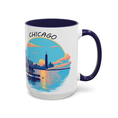 Retro Chicago Sunset Accent Coffee Mug