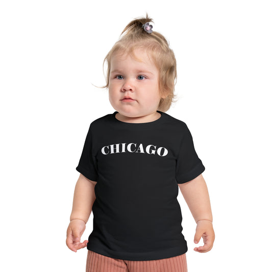 Mystery Noir Chicago Skyline Sunset Unisex Baby Short Sleeve T-Shirt