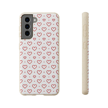 Red Hearts Print MagSafe Biodegradable Phone Case