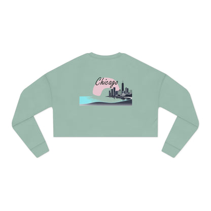 Elegant Chicago Skyline Women's Cropped Sweatshirt