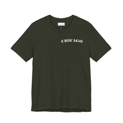 Mystery Noir Chicago Skyline Sunset Unisex Jersey Short Sleeve Tee