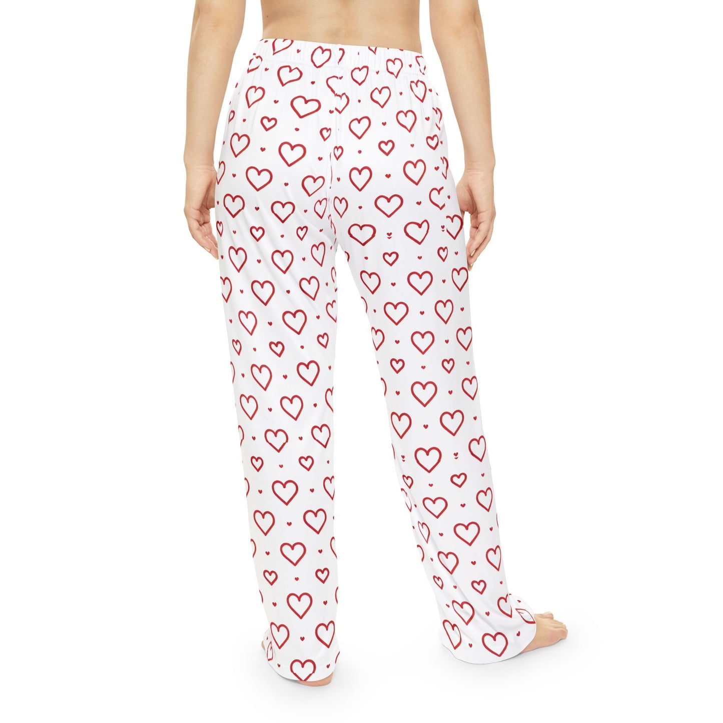 Red Hearts Print Women's Pajama Pants