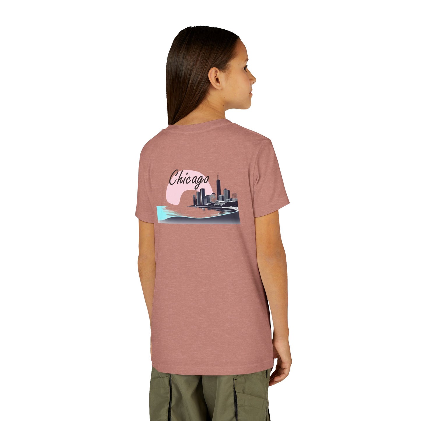 Elegant Chicago Skyline Unisex Youth Short Sleeve Tee
