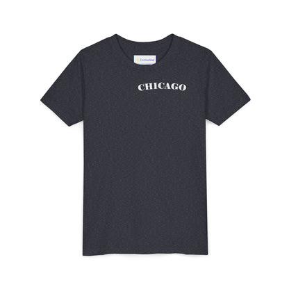 Mystery Noir Chicago Skyline Sunset Unisex Youth Short Sleeve Tee