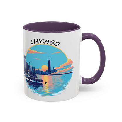Retro Chicago Sunset Accent Coffee Mug