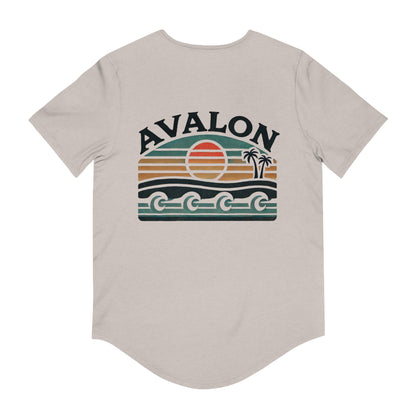 Retro Avalon Sunset Men's Jersey Curved Hem Tee