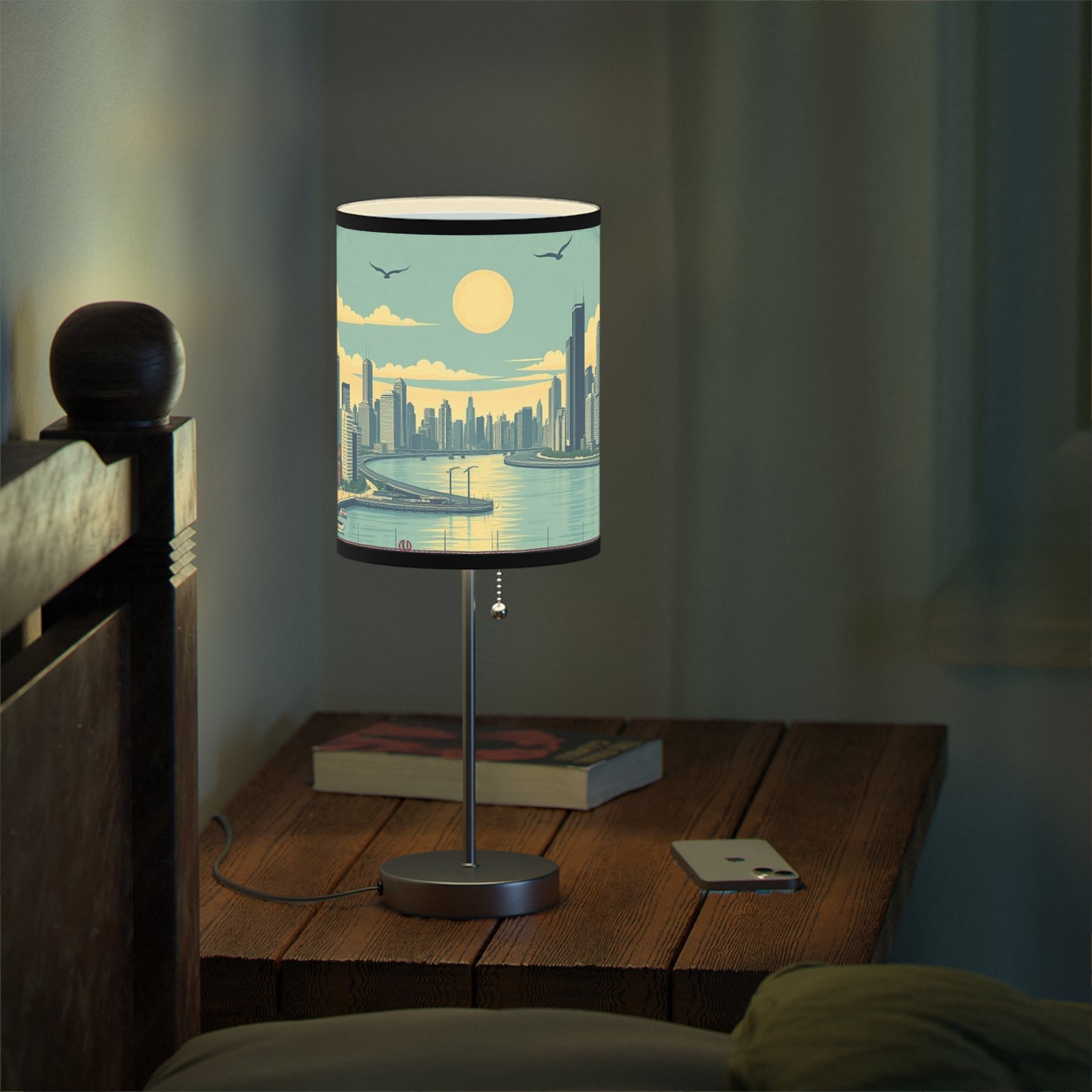 Retro Chicago Skyline Lamp on a Stand