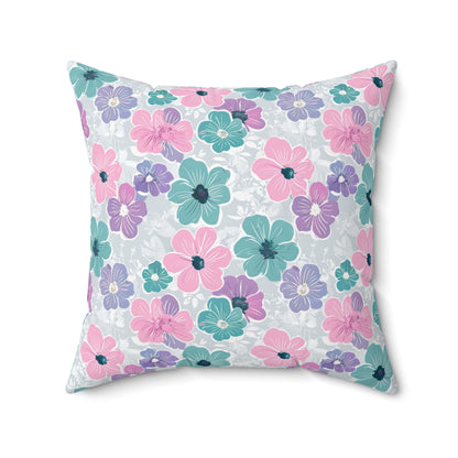 Pastel Floral Print Throw Pillow