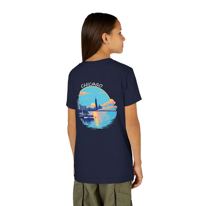 Retro Chicago Sunset Unisex Youth Short Sleeve Tee