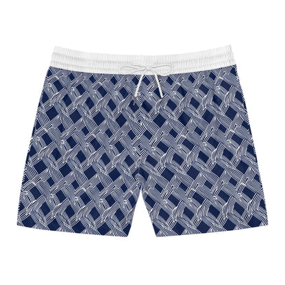 Nautical Woven Design Men's Mid-Length Swim Shorts