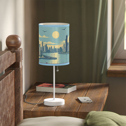 Retro Chicago Skyline Lamp on a Stand