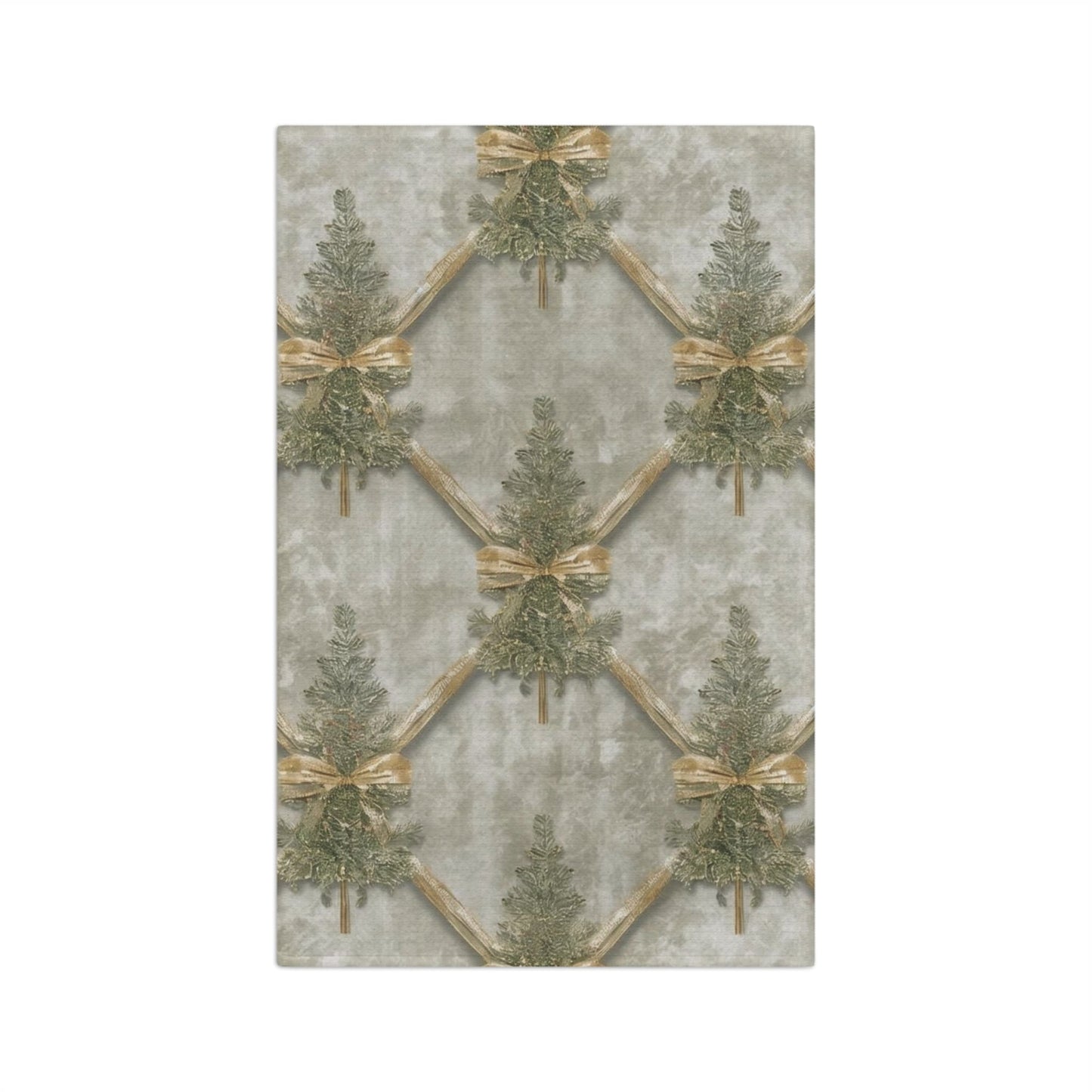 Festive Microfiber Tea Towel with Pine Tree Design