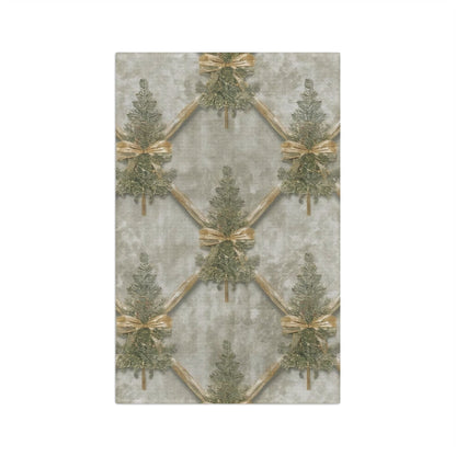 Festive Microfiber Tea Towel with Pine Tree Design