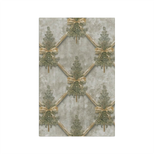 Festive Microfiber Tea Towel with Pine Tree Design