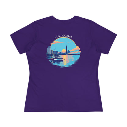 Retro Chicago Sunset Women's Cotton Tee
