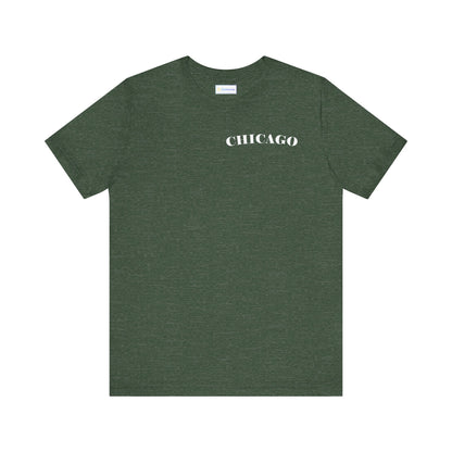 Mystery Noir Chicago Skyline Sunset Unisex Jersey Short Sleeve Tee